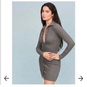 Reformation Amy Long Sleeve Dress in Smoke Grey